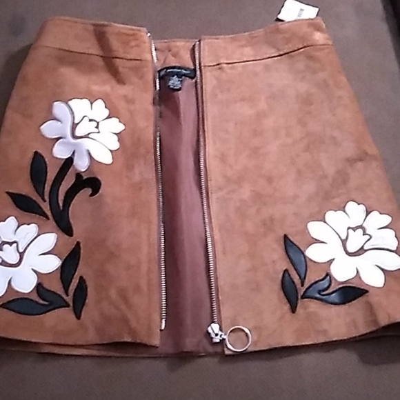 INC Concepts Suede Mini Skirt with Flowers - Picture 2 of 6
